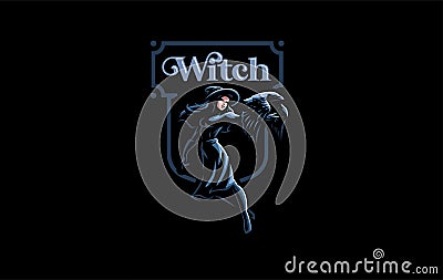 A witch in a witch`s hat. Vector Illustration